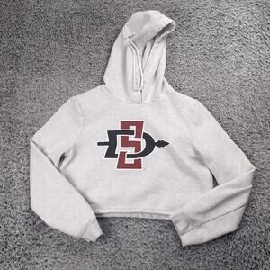 San Diego State SDSU Aztecs Hoodie Women Small Gray Graphic Cropped Pullover